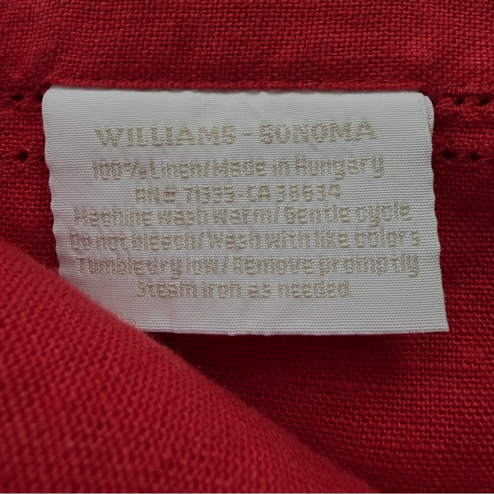 Williams Sonoma Red Linen Tablecloth 70x90 Luxury Hosting Decor - Picture 3 of 5
